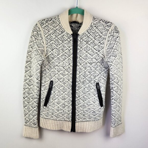 Club Monaco Wool Alpaca Knit Zip Bomber Jacket sz XS Flawed - Picture 1 of 13